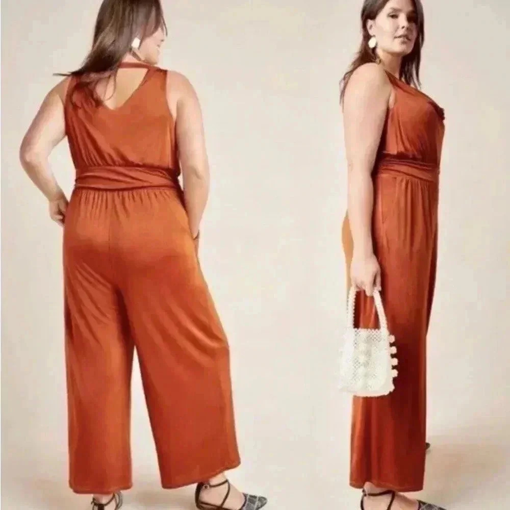❤️Host Picks❤️Anthropologie Maeve Enchantment Copper Rust Jumpsuit XL NWT $170